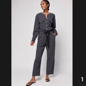 Faherty Charcoal Dream Cotton 
Organic Cotton Gauze Jumpsuit